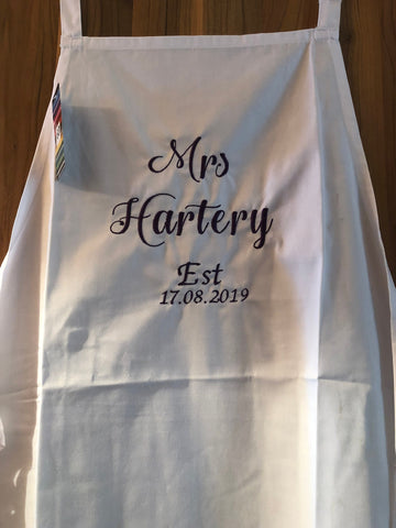 Mrs ... est ...personalised embroidered wedding apron