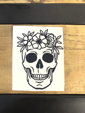 Floral Skull vinyl sticker