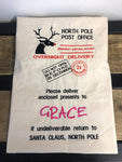 Personalised Santa Christmas Sack Present Gift Drawstring Bag Cotton natural reusable Xmas