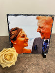 Rustic Wedding Photo Rock Slate 19x19cm