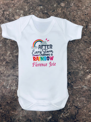 Personalised Embroidered Newborn Rainbow Baby Vest