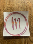 Initial vinyl sticker with scribble circle