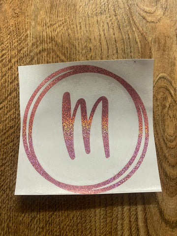 Initial vinyl sticker with scribble circle